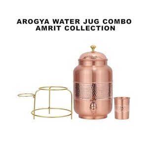 Distributeur d'eau en cuivre avec support et gobelet, fonctionnement manuel, réservoir de stockage d'eau froide pour la maison - Product Image 3