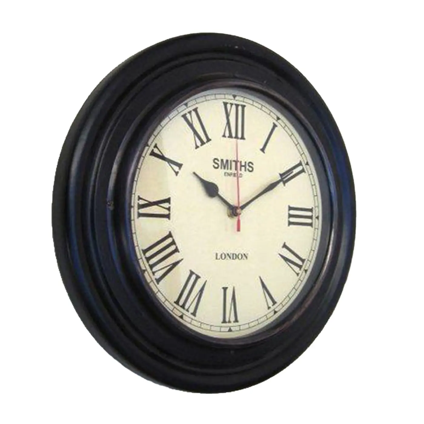 Home Decorative Wooden Wall Clock Black Antique Finished and Roaming Number 1 to12 Molding Wall Clock Wholesale Price