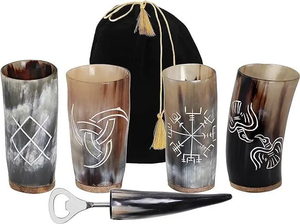 Verre à bière moderne en corne de buffle, écologique, poli brillant, fait main - Product Image 3