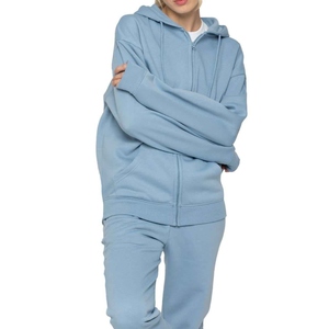 Casual Winter Hooded Women's Heavyweight Breathable Zip-Up Tracksuit with Long Sleeves Best Women Tracksuits Manufacture Cotton - Product Image 3