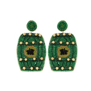 Lucky Barrel Seed Bead <b>Earrings</b> Customizable Handmade seed Beaded Dangle <b>Earrings</b> for Womens Handcrafted Valentine Day Beaded Ea - Product Image 1