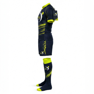 Uniforme de Rugby Unisex FitLiv International de Alta Calidad, Color Azul Marino y Amarillo, Transpirable, de Poliéster, Talla Adulto, Servicio OEM sin Costuras - Product Image 5