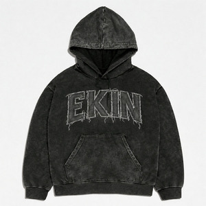 Sweat à capuche personnalisé délavé à l'acide, coupe classique, grammage lourd, 100% coton molletonné respirant, style streetwear hip-hop automne - Product Image 1