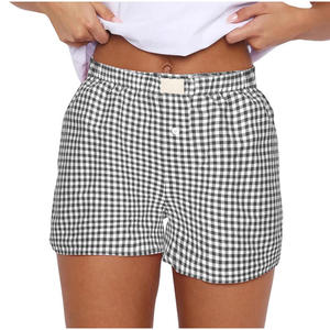 Shorts Casuales de Verano para Mujer, Cómodos, de Cintura Alta, Holgados, de Pierna Ancha, Retro, a Cuadros - Product Image 1
