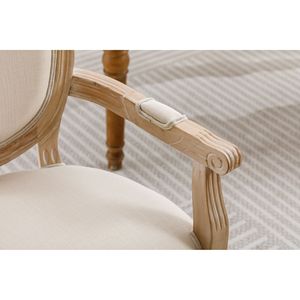 Ensemble de 2 chaises de salle à manger en bois massif de style français couleur crème - Product Image 6