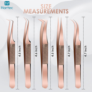 Professional 5-Piece Rose Gold Lash Tweezer Set, High Precision 90 Degree & Curved Volume Tweezers with Travel <b>Case</b> - Product Image 6