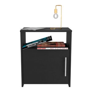 Comodino Omaha di Depot E Shop, mobiletto a una porta con maniglia in metallo, un ripiano superiore nero per una presentazione superiore - Product Image 2