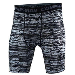 Shorts de compression pour hommes à imprimé géométrique noir, séchage rapide, boxers sportifs tricotés, shorts de fitness personnalisés, vente en gros - Product Image 2