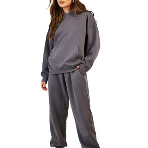 Chándal de Otoño Invierno para Mujer, Color Liso, Personalizable, 100% Algodón, Traje Deportivo Informal para Adultos - Product Image 1