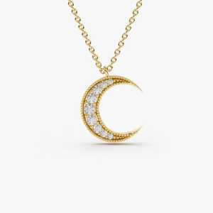 Collar de Plata 925 con Colgante Redondo Mini de Moda, Joyería Fina con Luna de Oro de 14K, Collar Mini Luna Creciente de Oro - Product Image 2