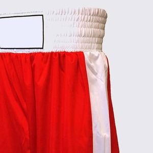 Shorts de bain mi-taille pour hommes, rayures latérales rouge et blanc, respirants, décontractés, en Spandex/Polyester - Product Image 2