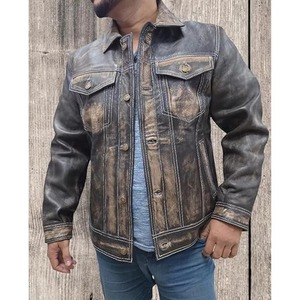 Chaqueta de Cuero Auténtica Original para Hombre, Chaqueta de Motociclista de Cuero Vacuno Negro para Invierno, Proveedor OEM - Product Image 3