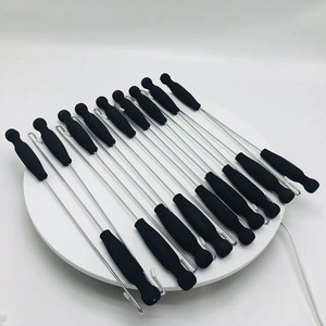 Varillas de metal personalizadas con mangos negros para asar a la parrilla y barbacoa, juego de 12 piezas, accesorio unisex. - Product Image 6