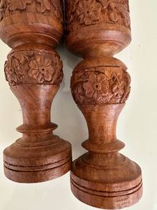 Vintage Teak Wood <b>Candle</b> Holder with Intricate Carvings - Aqdus Saleem - Product Image 1
