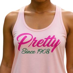 Pink Women's Racerback Tank <b>Top</b> with Pink and Green Graphic Print Sleeveless Casual Summer Fitness Vest Soft Lightweight Fashion - Product Image 4