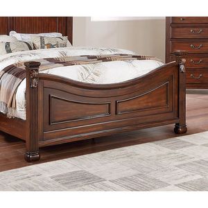 Struttura letto tradizionale California King Size (1 pezzo) con testiera e pediera trapuntate in similpelle, design elegante in colore ciliegio scuro - Product Image 4