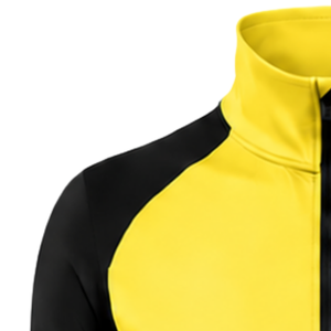 <b>Women</b> Athletic Quarter Zip <b>Top</b> Bright <b>Yellow</b> Long Sleeve Sports Training Shirt Fitted High Collar Thumbhole Performance Wear - Product Image 6