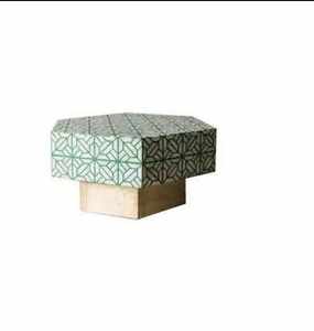 Mesa Consola Hecha a Mano con Incrustaciones de Hueso, Resina Ecológica, Mueble Moderno para Sala de Estar Estilo Indio, Altura Ajustable - Product Image 1