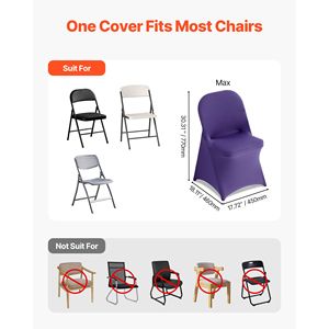 Coprisedia Elasticizzato Personalizzato in Poliestere e Spandex Viola per Sedie Piatte da Matrimonio, Festa, Banchetto - 50 Pezzi - Product Image 4