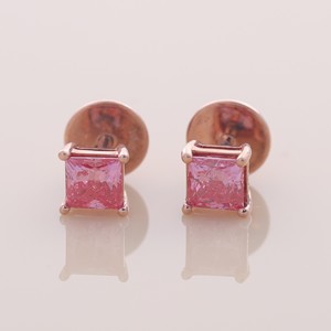 Pendientes de Diamantes de Corte Princesa Rosa Cultivados en Laboratorio con Certificación IGI, Oro de 9 Quilates, Pendientes Minimalistas - Product Image 1