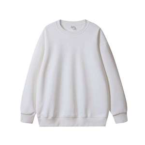 Sweat-shirt unisexe à col montant de haute qualité 450 g/m² blanc pur, manches longues, col rond, chaud pour l'hiver, avec doublure en fausse fourrure argentée - Product Image 5