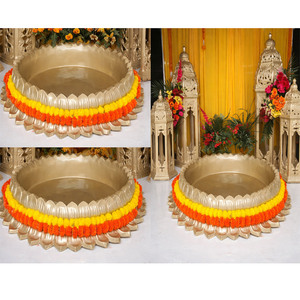 ของตกแต่งพิธีฮัลดีแบบราชวงศ์พร้อมกระถางอูร์ลี กระถางอูร์ลีใยโลตัสสีทองสำหรับงานฮัลดี กระถางอูร์ลีรูปดอกบัวขนาดใหญ่สำหรับตกแต่ง ดีเอสที เอ็กซ์พอร์ตส์ สหราชอาณาจักร - Product Image 1