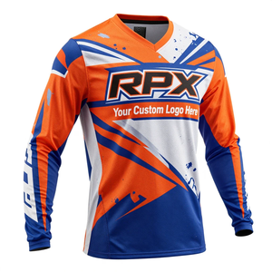 Camiseta de Motocross RPX Personalizada de Manga Larga con Estampado por Sublimación, Camiseta de Carreras Todoterreno Naranja y Azul para Hombre - Product Image 3