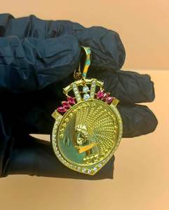 Pendentif en or 18 carats avec pièce de monnaie américaine de 1915 (tête d'Indien) et moissanite VVS, bijou hip-hop personnalisé pour homme - Product Image 5