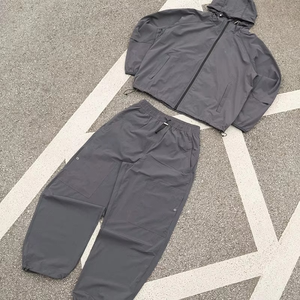 Custom Lightweight Zipper <b>up</b> Tracksuit for Men Embroidery logo Waterproof Polyester Tracksuit Black Fashion Windproof Tracksuit - Product Image 2