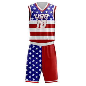 Patriotic Flag Design Basketball Jersey And Shorts Kit Breathable <b>Athletic</b> Apparel For Professional Sports Team - Product Image 2