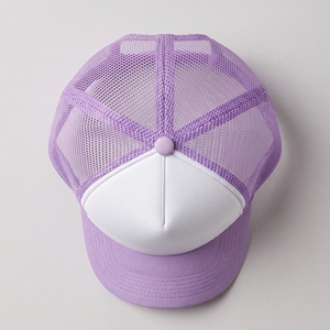 <b>Purple</b> White 5 Panel Mesh Trucker Cap Adjustable Unisex Embroidery Logo Baseball <b>Hat</b> for Outdoor Foam Trucker Headwear Custom - Product Image 6