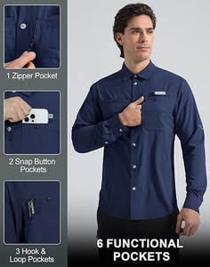Camisas Casuales de Alta Calidad para Hombre, Transpirables, de Secado Rápido, Ecológicas, de Manga Larga, Protección Solar, Ligeras, con Botones - Product Image 4