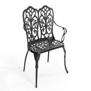 Banc de jardin en aluminium coulé noir, design floral rose, pour parc, pelouse, patio, cour - Product Image 5