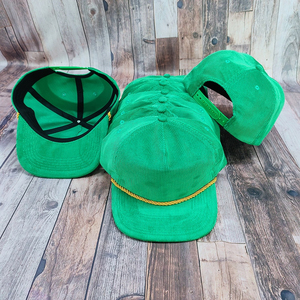 Casquettes en velours côtelé vert à 5 panneaux, vierges, avec cordon de réglage, design personnalisé, profil bas, non structurées, style snapback - Product Image 6