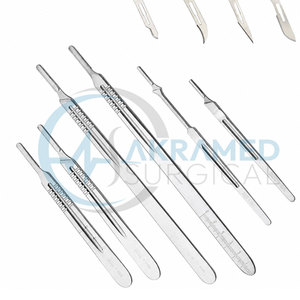 Ensemble de poignées de scalpel en acier inoxydable léger, couteaux de dissection chirurgicaux, poignées manuelles certifiées CE, réutilisables - Product Image 5