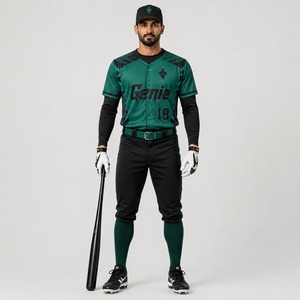Uniforme de baseball avec tissu en polyester respirant, technologie d'évacuation de l'humidité, uniforme de baseball personnalisé de qualité supérieure, vêtements d'équipe - Product Image 1