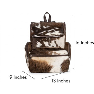 Sacs à dos scolaires en cuir de vachette de luxe avec poils, fabricant OEM, conception personnalisée, fournisseur en gros, qualité supérieure - Product Image 3