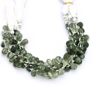 Cuentas de cuarzo rutilado facetadas en forma de pera de 9x13mm-10x14mm, cuentas de rutilo verde natural, piedras semipreciosas para la fabricación de joyería. - Product Image 2