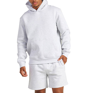 Men's High Quality Heavy Hoodie Shorts <b>Sets</b> Breathable Eco-Friendly Anti-UV Solid Jogger Running Sweat Fleece Pocket Shorts - Product Image 5
