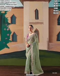 Sari blanc luxueux pour femmes - Sans plis, anti-humidité, idéal pour les soirées - Product Image 4