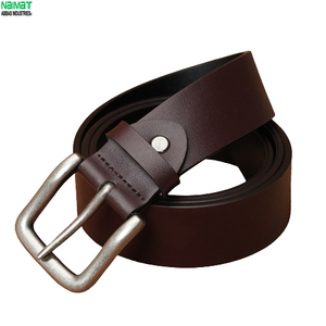 Cinturón Formal de Cuero Genuino, Hebilla Rectangular Plateada, Color Marrón Sólido, Cinturón Duradero para Hombre, Apto para las Cinco Estaciones - Product Image 4