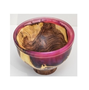 Bol en bois et résine époxy fait main par un artisan, sans BPA, compatible lave-vaisselle, idéal pour servir des salades de fruits, pièce maîtresse décorative, cadeau - Product Image 3