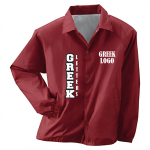 Veste de coach personnalisée pour sororité et fraternité grecques DST, coupe-vent, à bouton unique, avec impression et broderie, chemise décontractée pour le printemps - Product Image 1
