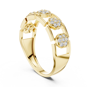 Bague en or jaune 18 carats plaqué rhodium avec diamants de laboratoire taillés en nid d'abeille, idéale pour mariage, fiançailles, cadeau ou usage quotidien pour homme. - Product Image 2