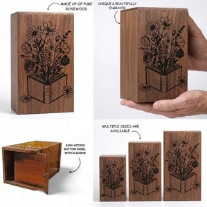 Handcrafted American Style Wooden Urn <b>Box</b>-Engraved Floral Memorial Keepsake Eco-Friendly & Durable Eternal Memory Urn - Product Image 4