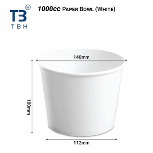 Bol en papier blanc jetable de qualité supérieure avec couvercle, 1000cc, grand récipient pour stand alimentaire, traiteur et événements – Fournisseur Malaisie - Product Image 5