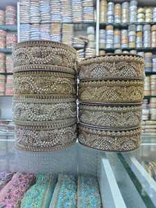 Premium Exquisite Metallic Zari Embroidered Lace Rolls Traditional Style Trim Ethnic Bridal Wear Customized Color Eco-Friendly - Product Image 3