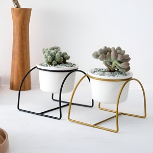 Coated Metal Planter <b>Pot</b> <b>Stand</b> Home Decor Bedside Dining Tabletop Featuring Unique Flower <b>Pot</b> Design - Product Image 1