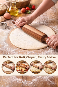 Wooden Rolling Pin Belan for Roti Chapati Making Traditional Handmade Kitchen Tool for Tortilla <b>Pastry</b> Pizza Dough Baking and Ho - Product Image 5