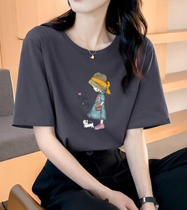 Camiseta de manga corta estampada, ajustada, antiarrugas, de secado rápido para mujer, nueva colección de verano 2024, estilo informal, de algodón puro, corte regular. - Product Image 5